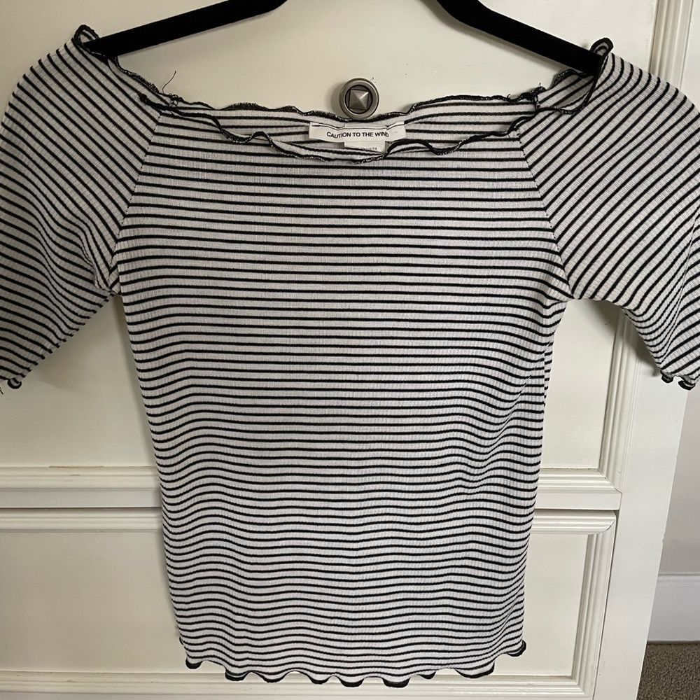 off the shoulders striped blouse